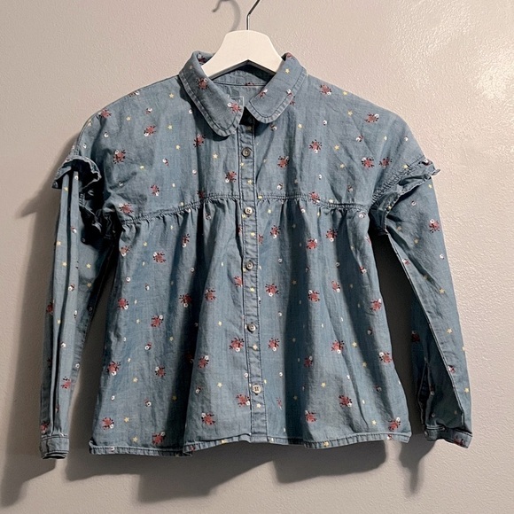 👧🏻Spring GAP Girls Denim - Button Down Shirt Size XL - Picture 1 of 6